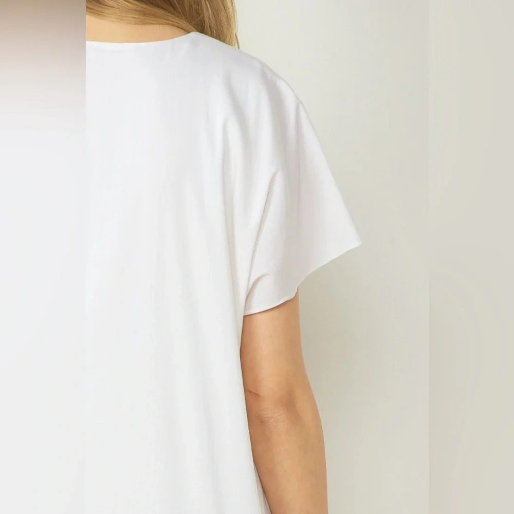 Entro V-neck short sleeve midi dress featuring braided fringe detail - Picture 7 of 7